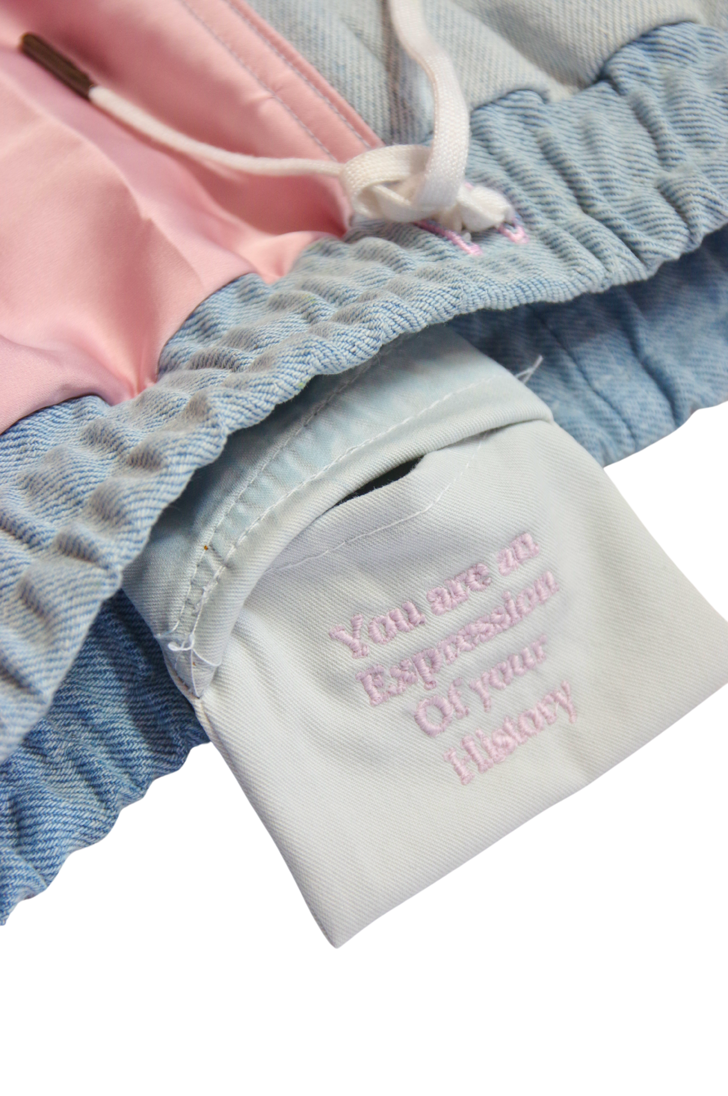 PANTS SAKURA - WASHED DENIM/PINK AND BLUE POLYESTER - ONE SIZE