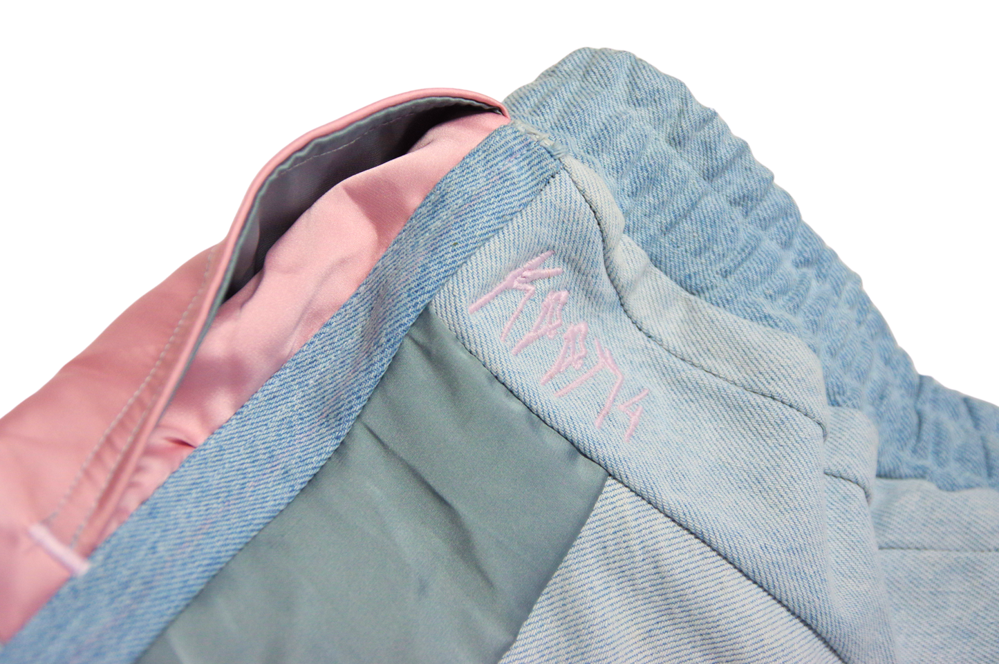 PANTS SAKURA - WASHED DENIM/PINK AND BLUE POLYESTER - ONE SIZE