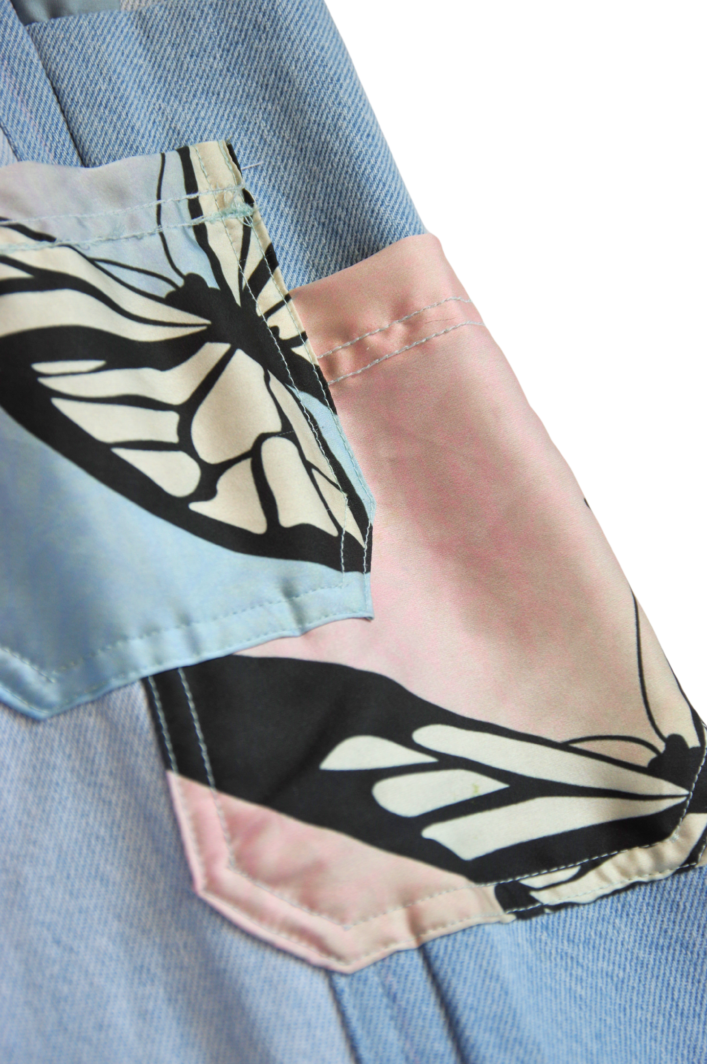 PANTS SAKURA - WASHED DENIM/PINK AND BLUE POLYESTER - ONE SIZE