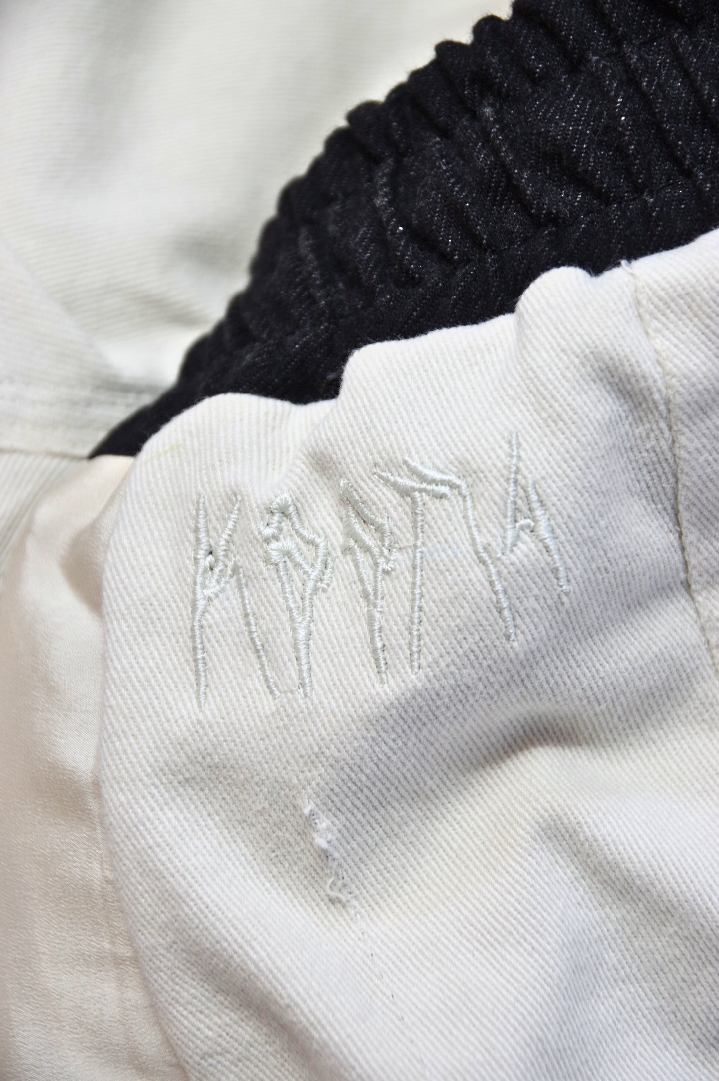 PANTS BLACK ROSES - CROCHET/CREAM&BLACK DENIM - ONE SIZE