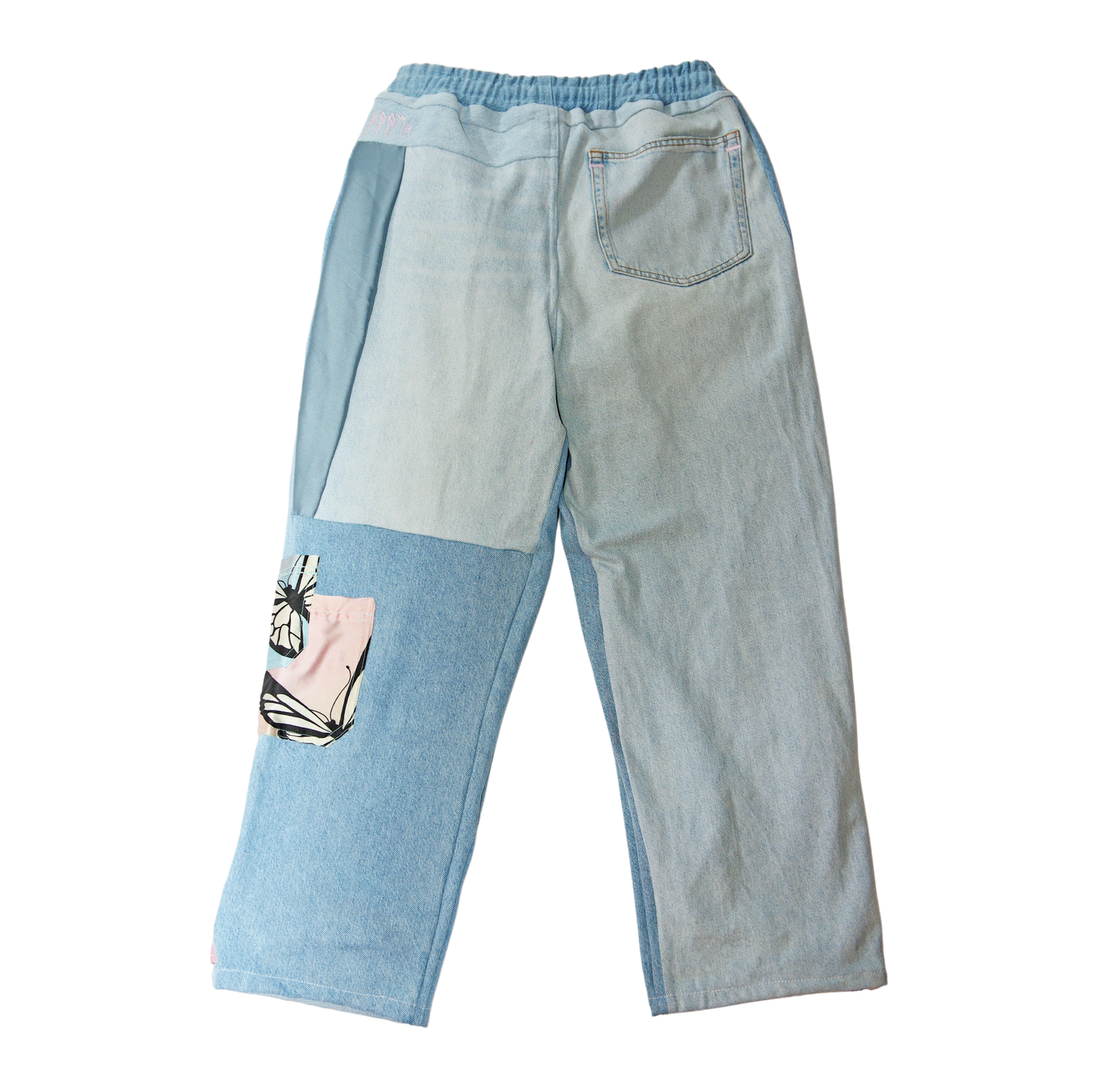 PANTS SAKURA - WASHED DENIM/PINK AND BLUE POLYESTER - ONE SIZE