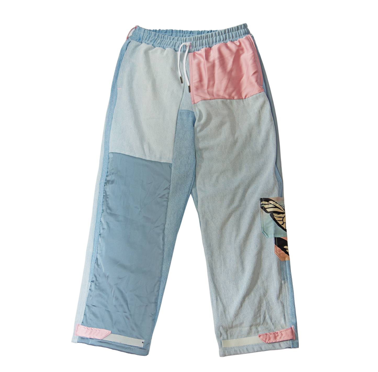 PANTS SAKURA - WASHED DENIM/PINK AND BLUE POLYESTER - ONE SIZE